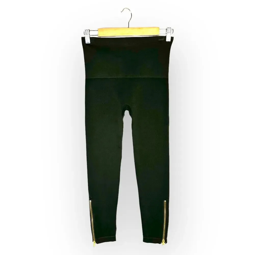 Spanx Women's Look At Me Now Seamless Side Zip Leggings M Olive Green Zip Leg - Picture 2 of 8